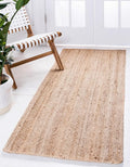 Handwoven Jute Runner 2ft x 8ft - Natural Rustic Reversible Rug