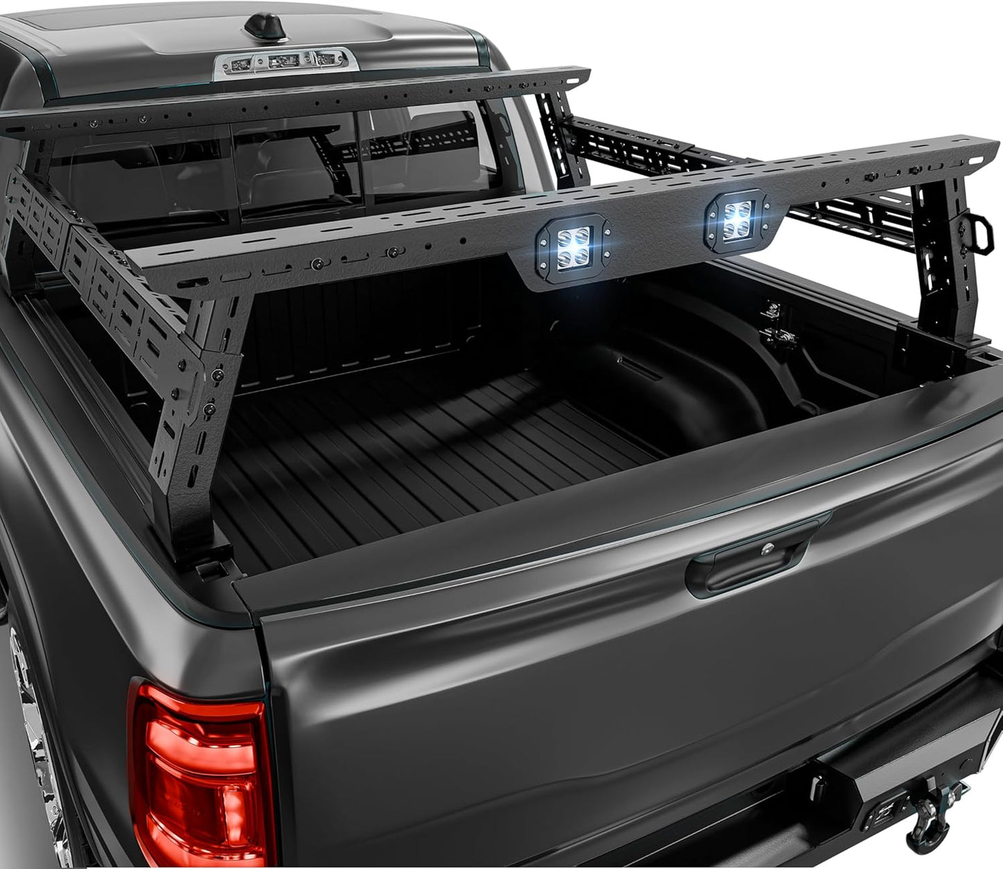YZONA Adjustable 14.5-17.3 High Truck Bed Racks with LED Lights - Fits Multiple Truck Models, Ultimate Cargo Storage Solution