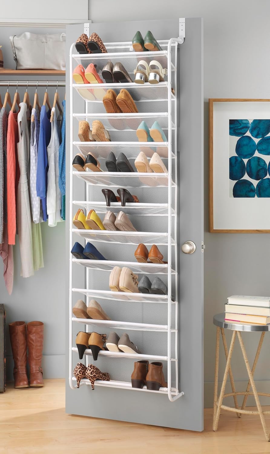 Whitmor 36 Pair Over the Door Shoe Organizer for Neat Storage