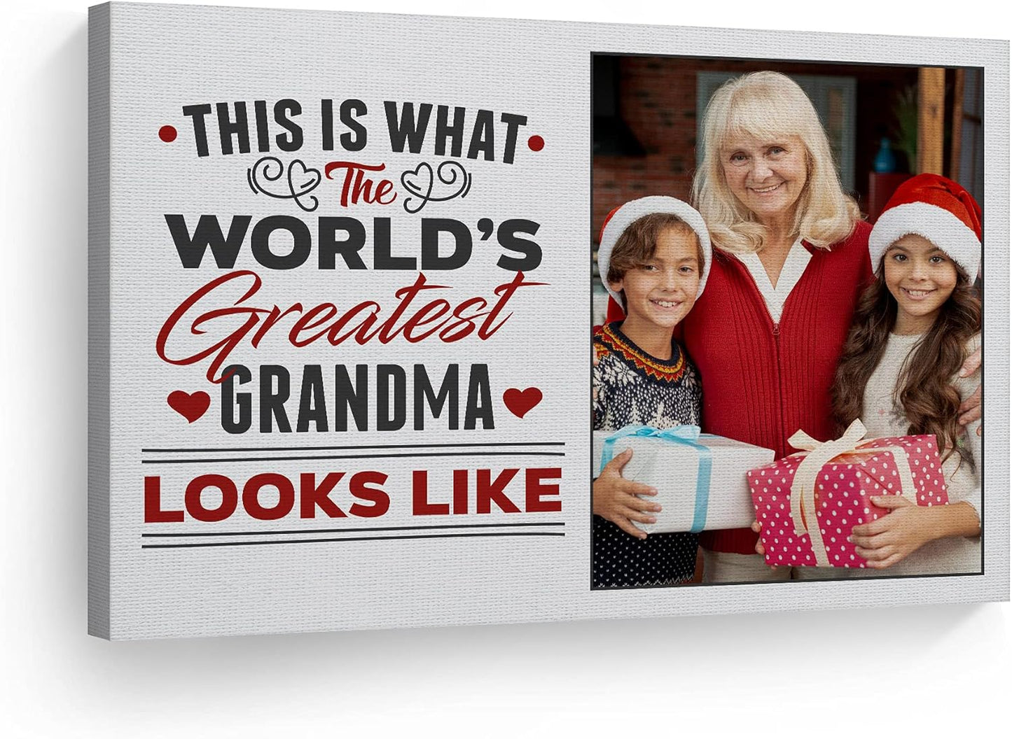Custom Photo Print Canvas Art for World's Greatest Grandma Gift