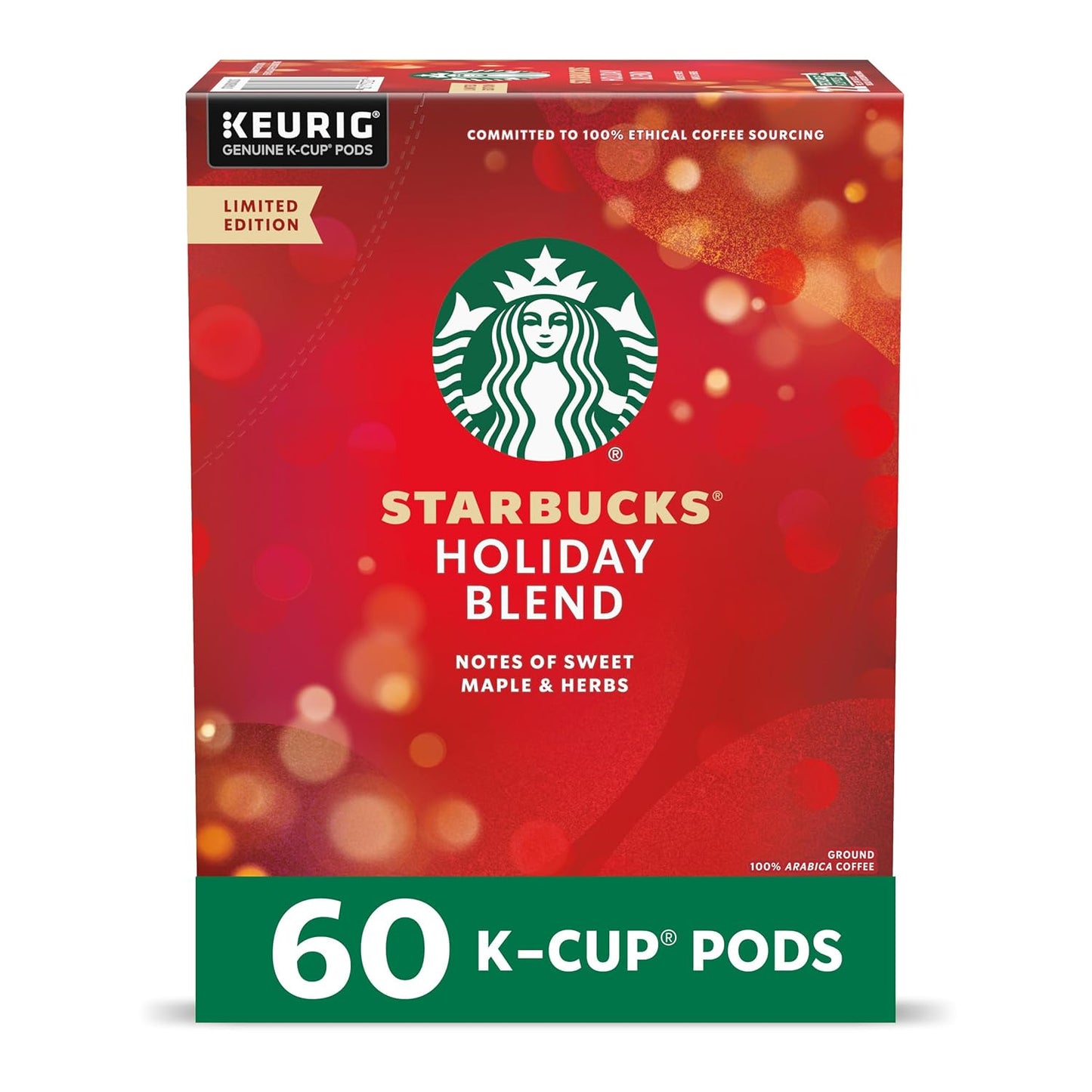 Starbucks Holiday Blend K-Cup Pods for Keurig Brewers, 60 Count