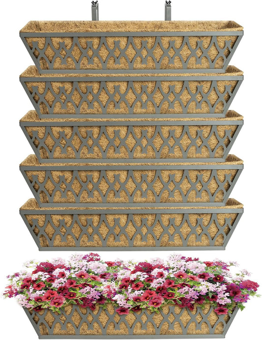 24 Inch Window Boxes Planters with Adjustable Brackets for Garden