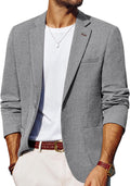 Mens Linen Texture Blazer for Men - Lightweight One Button Suit Jacket