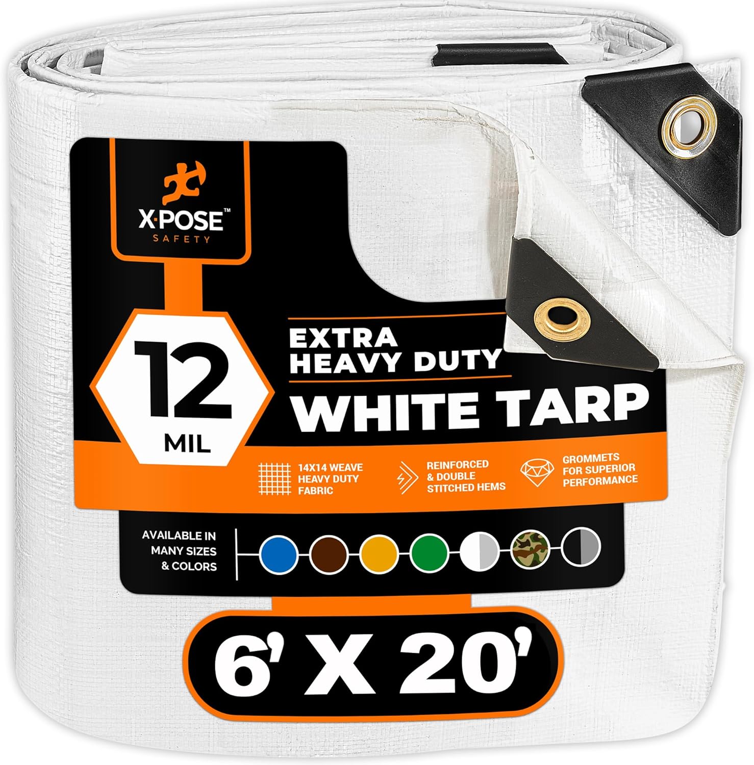 Heavy Duty White Poly Tarp 6ft X 20ft - Durable Waterproof Cover