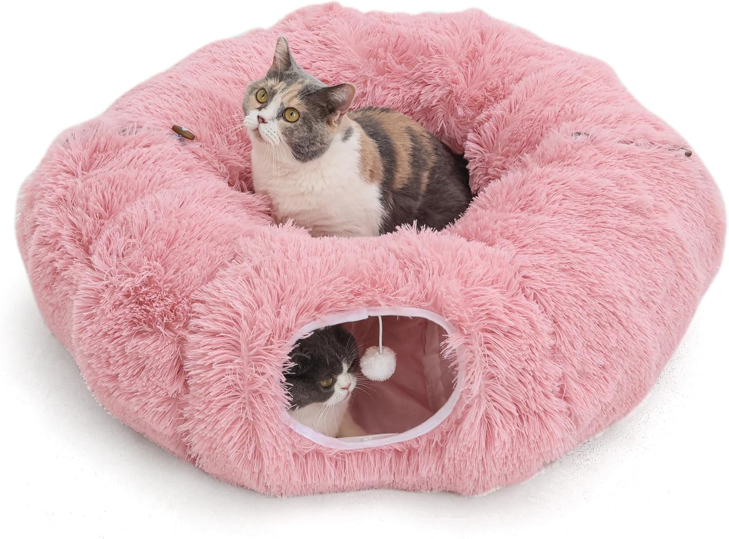 Plush Cat Tunnel Bed for Indoor Cats with Soft Cushion