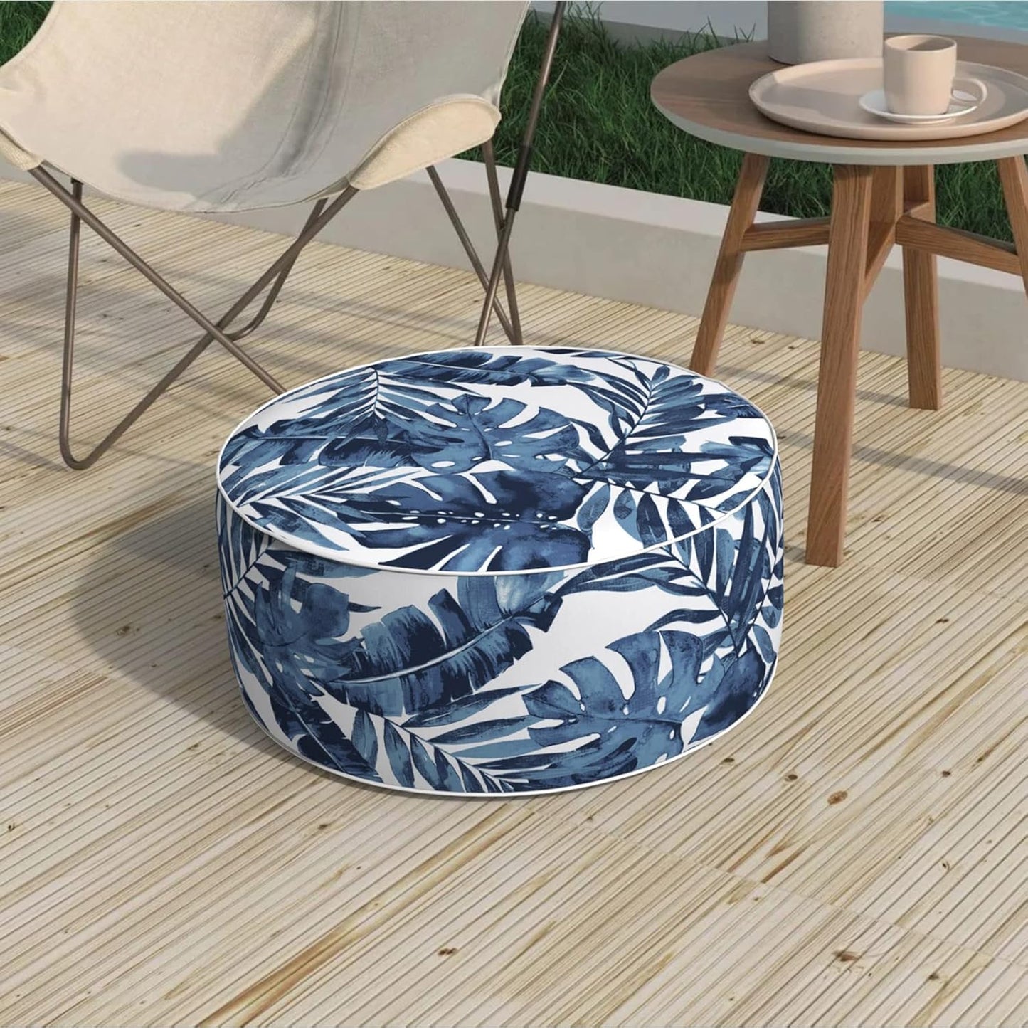 Inflatable Stool Ottoman for Indoor and Outdoor Use, 21x9 in