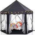 Monobeach Princess Tent Girls Black Large Playhouse - Star Lights