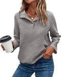 KIRUNDO Womens Sweatshirt Textured Henley V Neck Pullover - Cozy Fall
