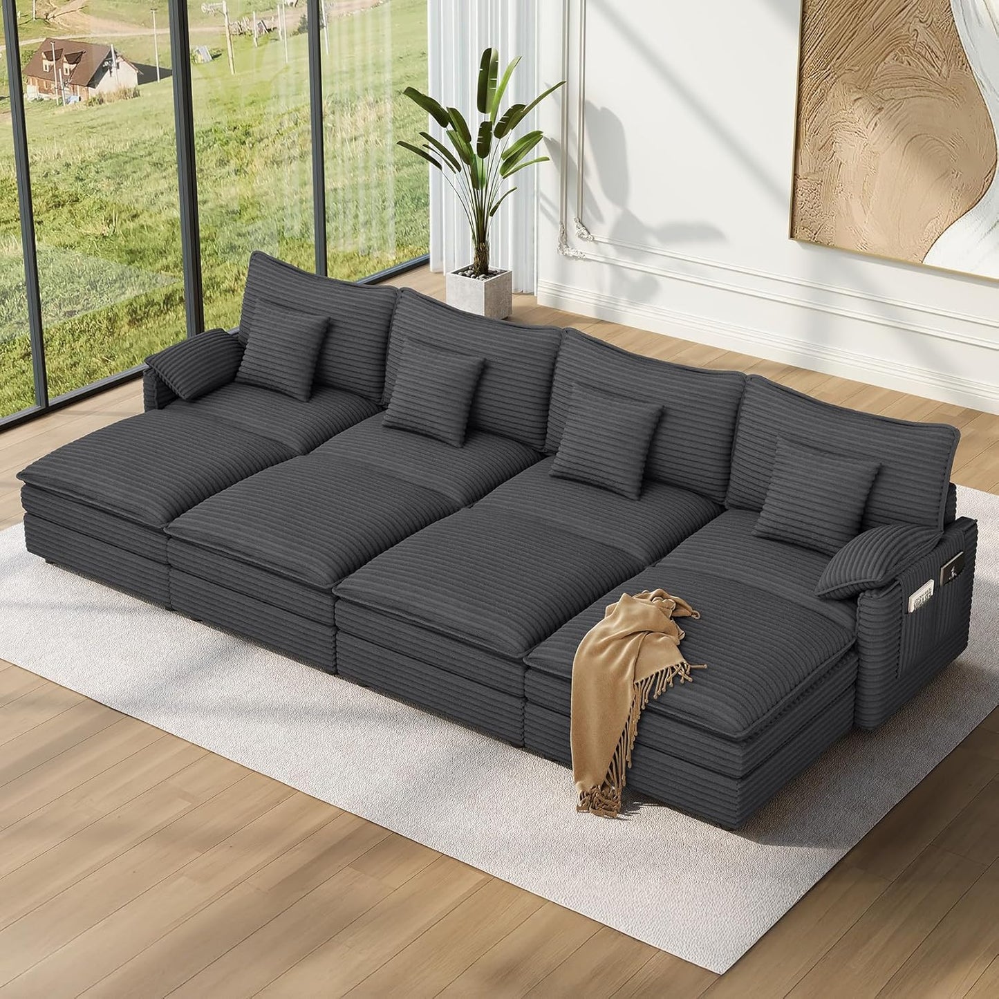 Vesgantti 142in Oversized Sectional Sofa Bed for Ultimate Comfort