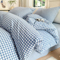 Blue Gingham Comforter Set King - Lightweight All Seasons Comfort