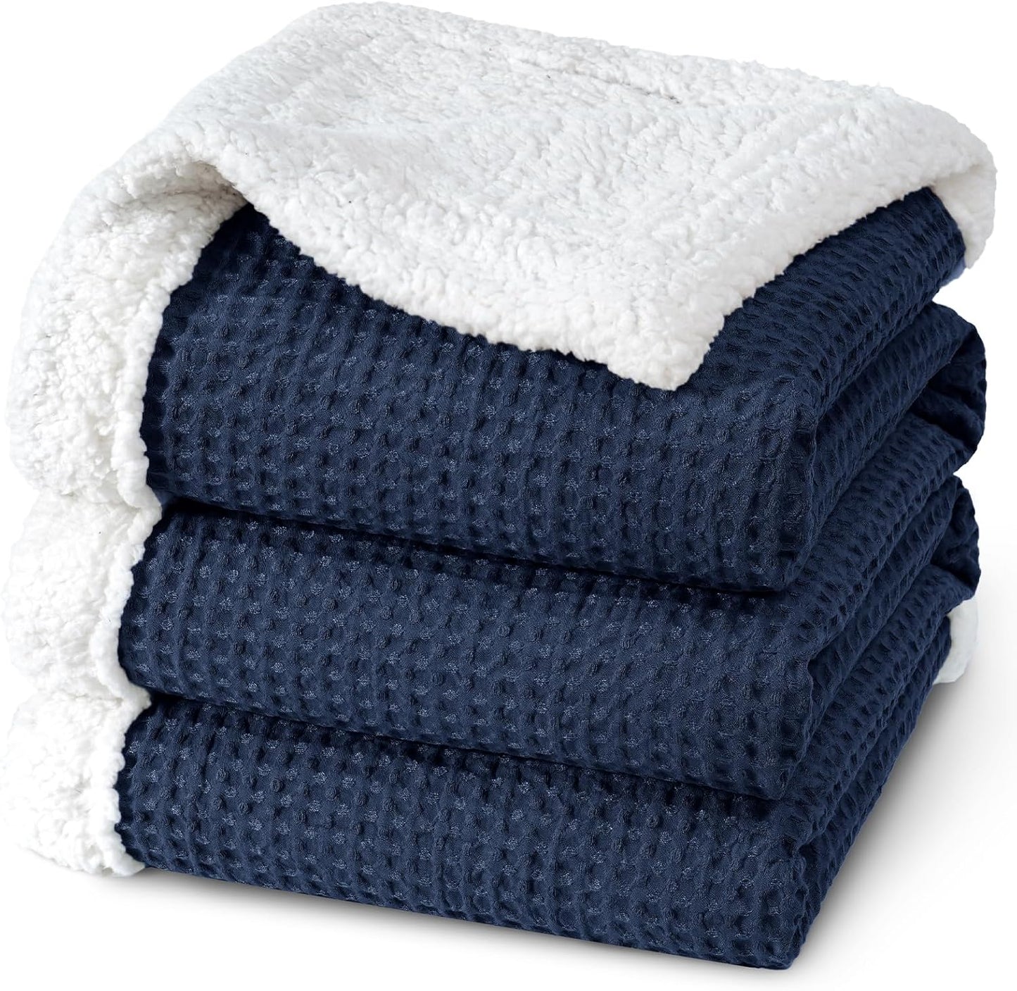 PHF Waffle Sherpa Blanket Queen Size, Cozy Soft & Reversible