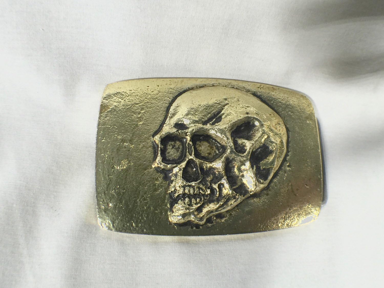 Tomb Raider Skull Belt Buckle - Solid Metal Gold Replica