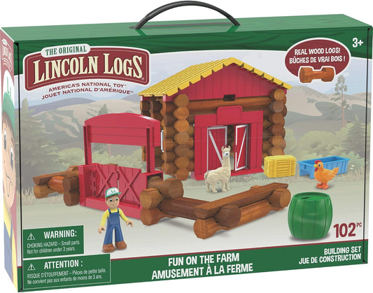 Lincoln Logs Fun On The Farm Set - Real Wood Building Fun