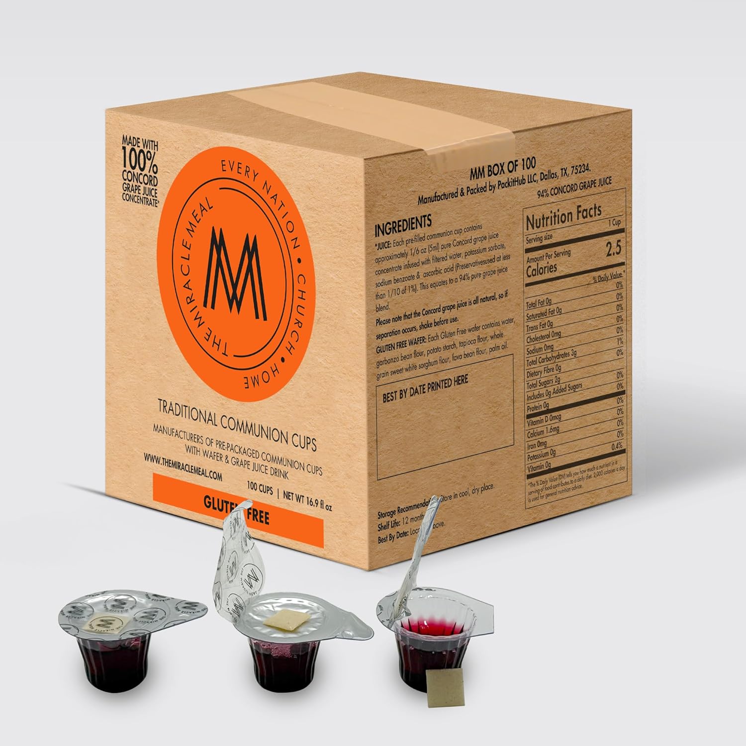 PACK IT HUB Miracle Meal Pre-filled Communion Cups & Wafer Set