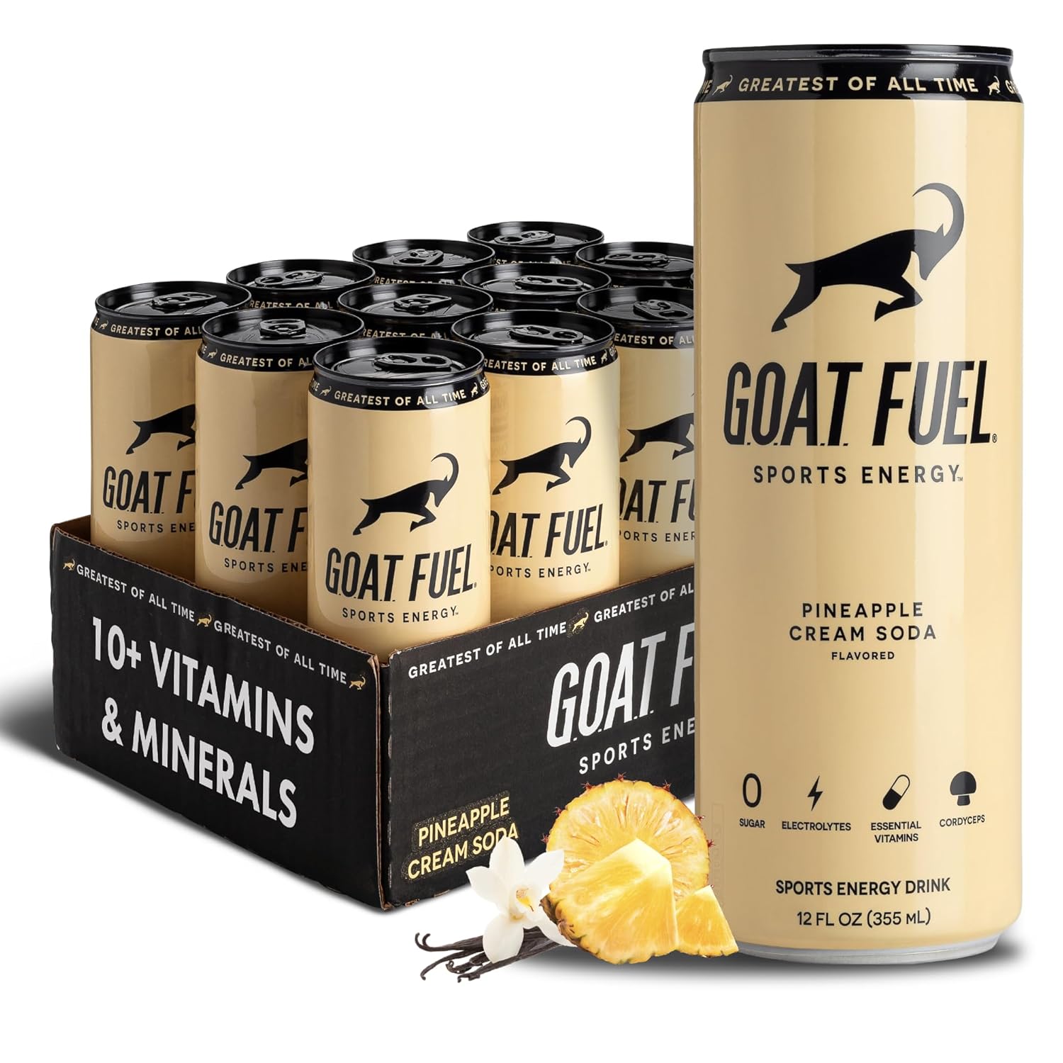 G.O.A.T. Fuel Energy Drink: Pineapple Cream Soda for Greatness