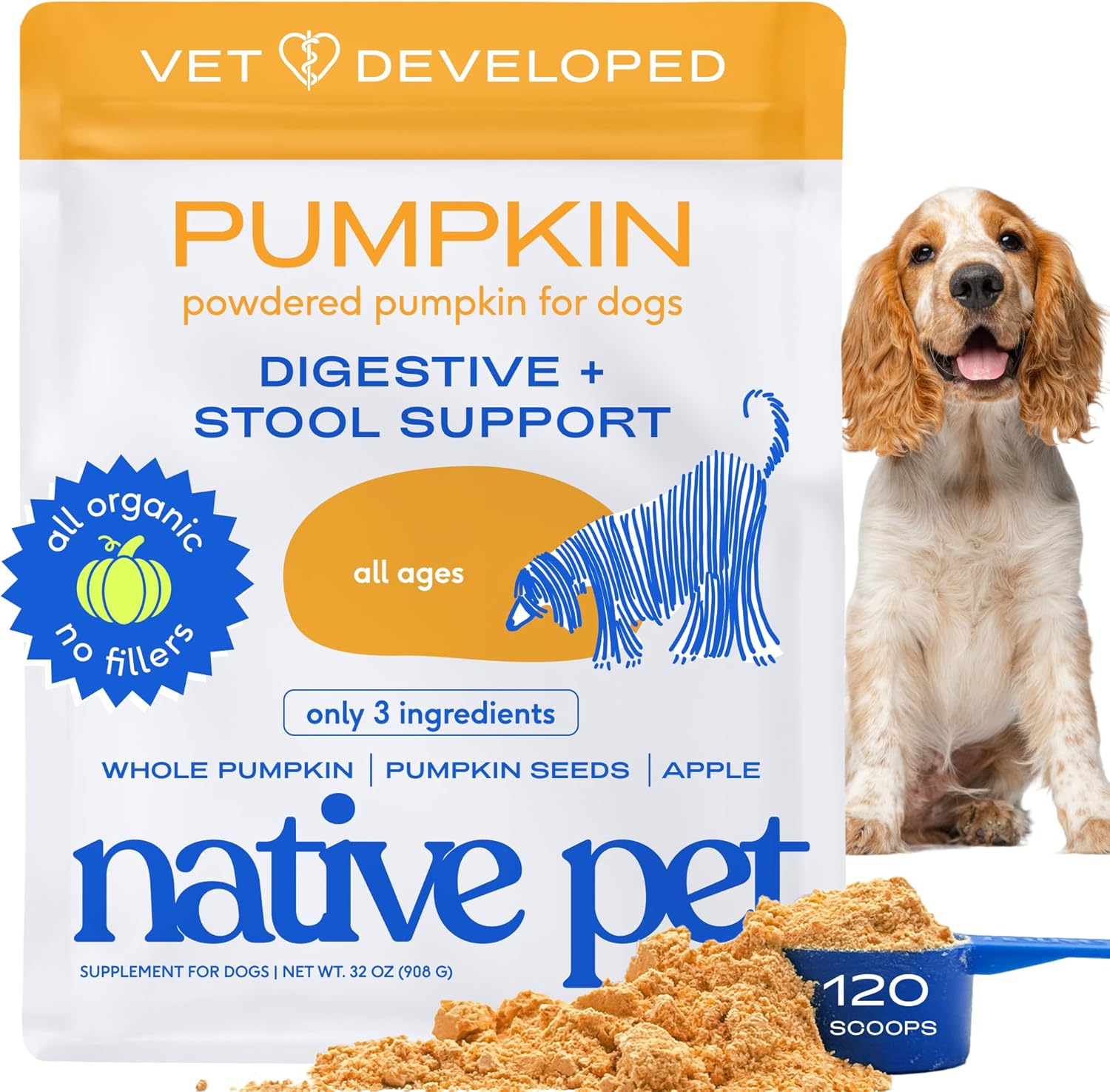 Organic Pumpkin Powder for Dogs - Natural Fiber Supplement