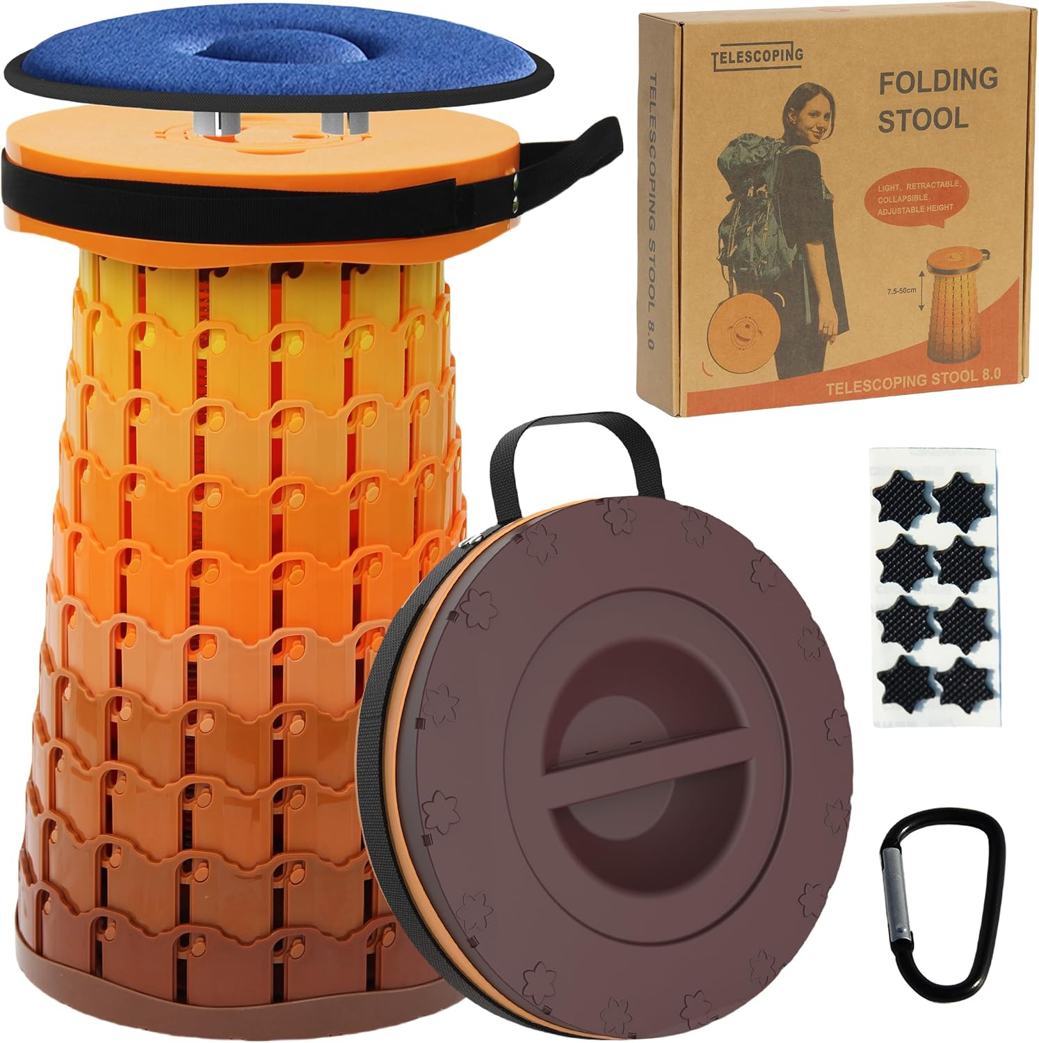 ALEVMOOM XXL Telescoping Stool: Portable, Adjustable, Sturdy