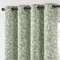 jinchan Blackout Curtains Green Scroll Floral 90in Panels - Room