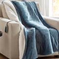 Heated Blanket Throw 50 x 60 Blue - Sherpa Reversible Heated Throw