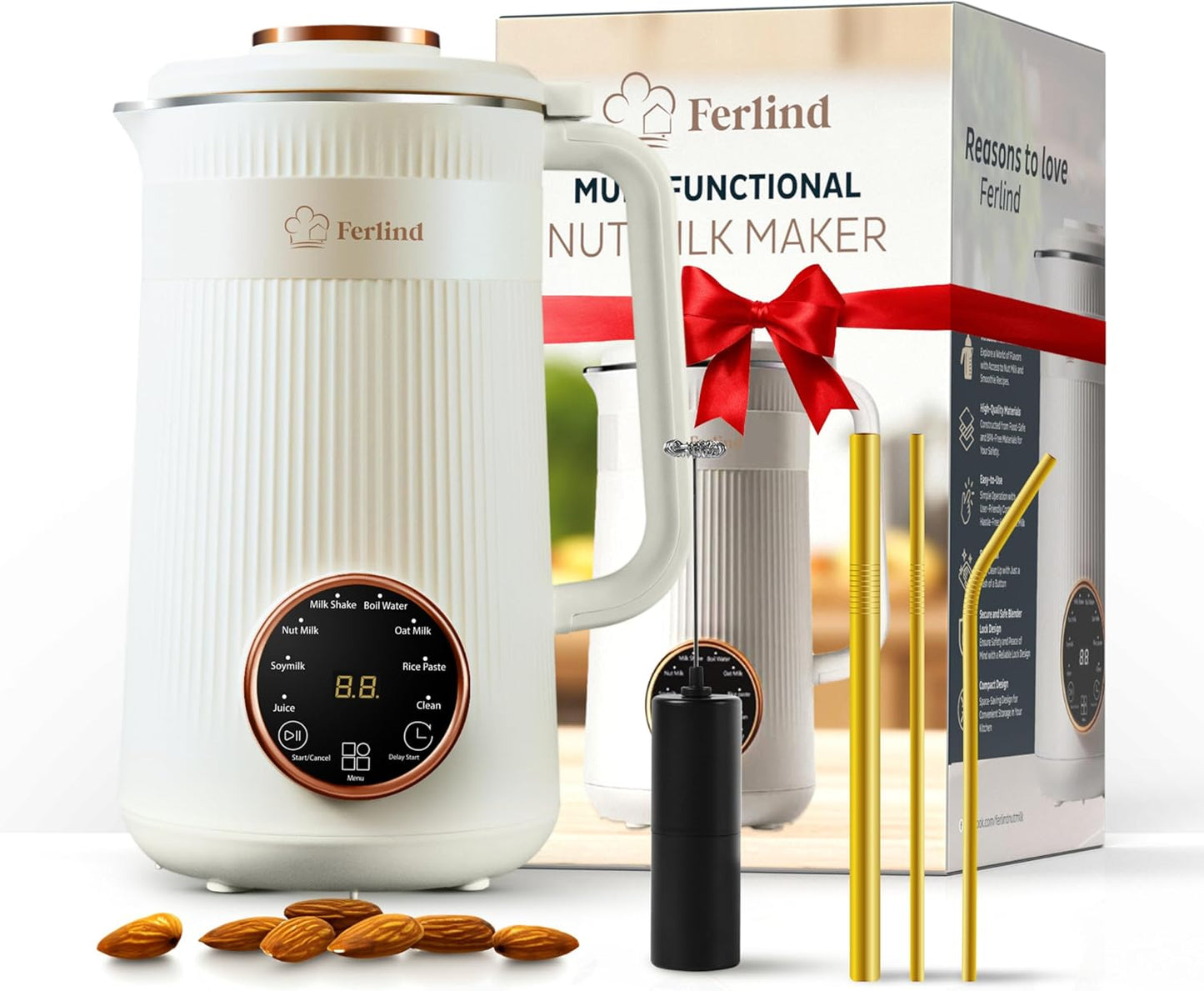 Ferlind 8-in-1 Nut Milk Maker - Delicious Homemade Milk!