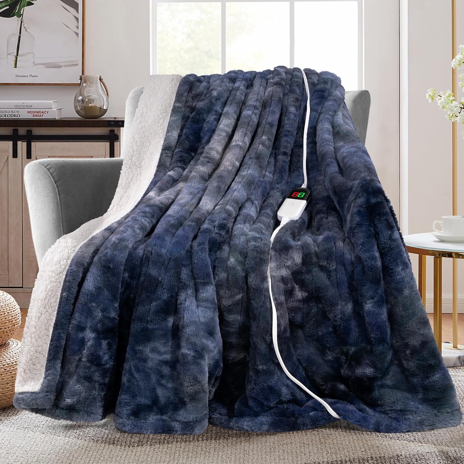 MAXEVE Electric Heated Throw Blanket with 8 Heating Levels