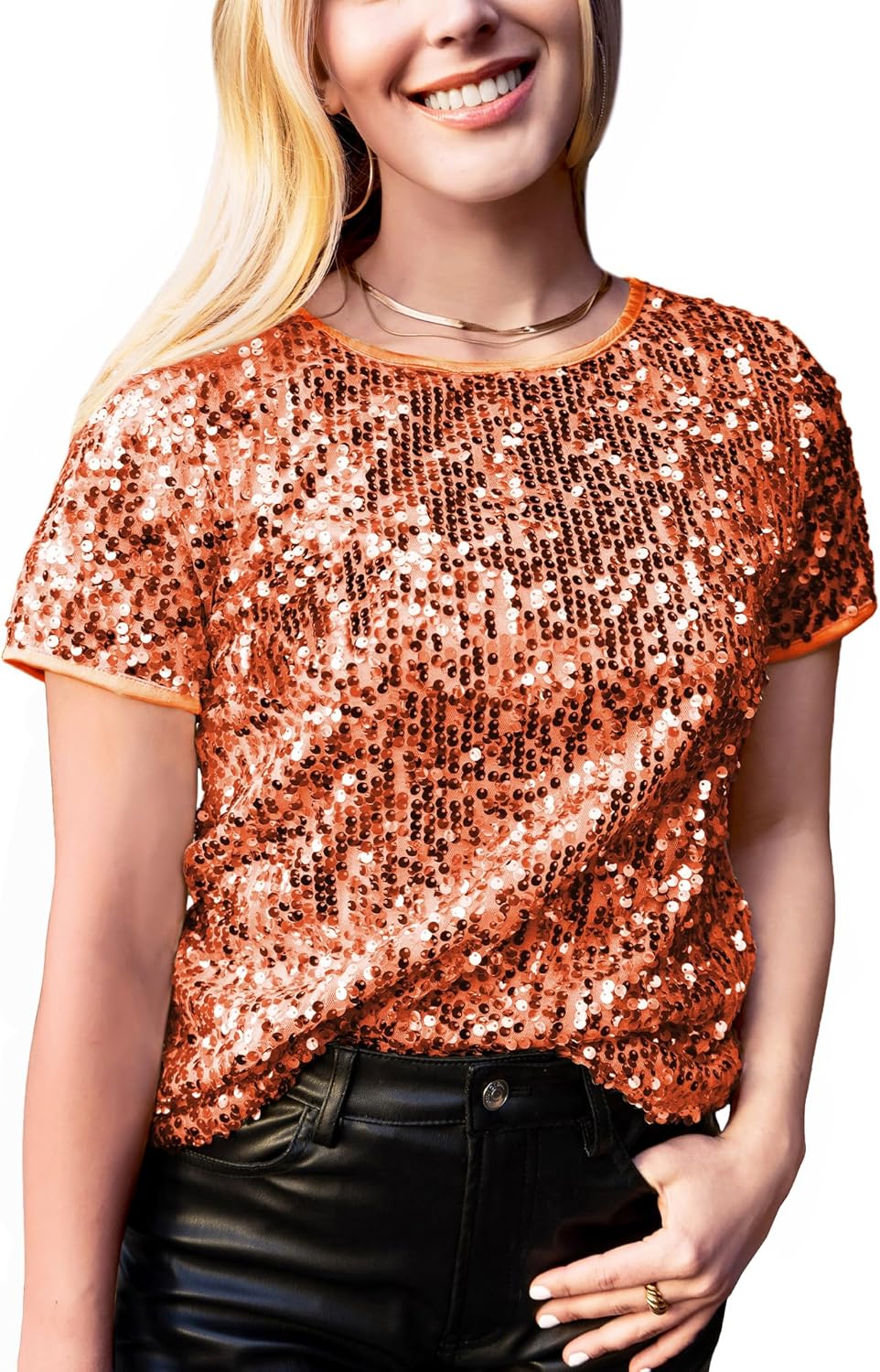Sparkly Sequin Top for Women - Glitter Concert Party Blouse