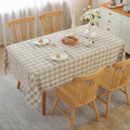 Checkered Tablecloth Rectangle Cotton Linen Gingham Tablecloth - Beige