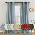 Dusty Blue Linen Curtains 90 in 2 Panels - Semi Sheer Privacy