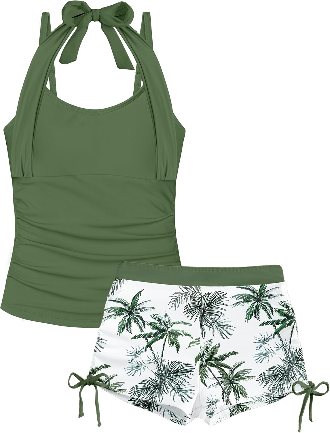 Girls Tankini Swimsuit 2 Piece Halterneck for Summer Fun