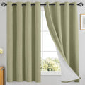 Yakamok Sage Green Linen Curtains 100% Blackout 63 Inches Long