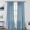Nanspring Blue Semi Sheer Linen Curtains for Modern Farmhouse