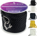 Boat Anchor Rope 100 ft x 1/2 in Black - Heavy Duty Anchor Line