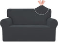 Loveseat Stretch Jacquard Sofa Cover in Dark Gray - Slipcover Fit