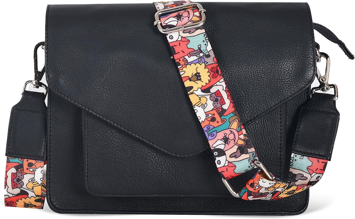 Genuine Leather Crossbody Handbag with Adjustable Strap for Women