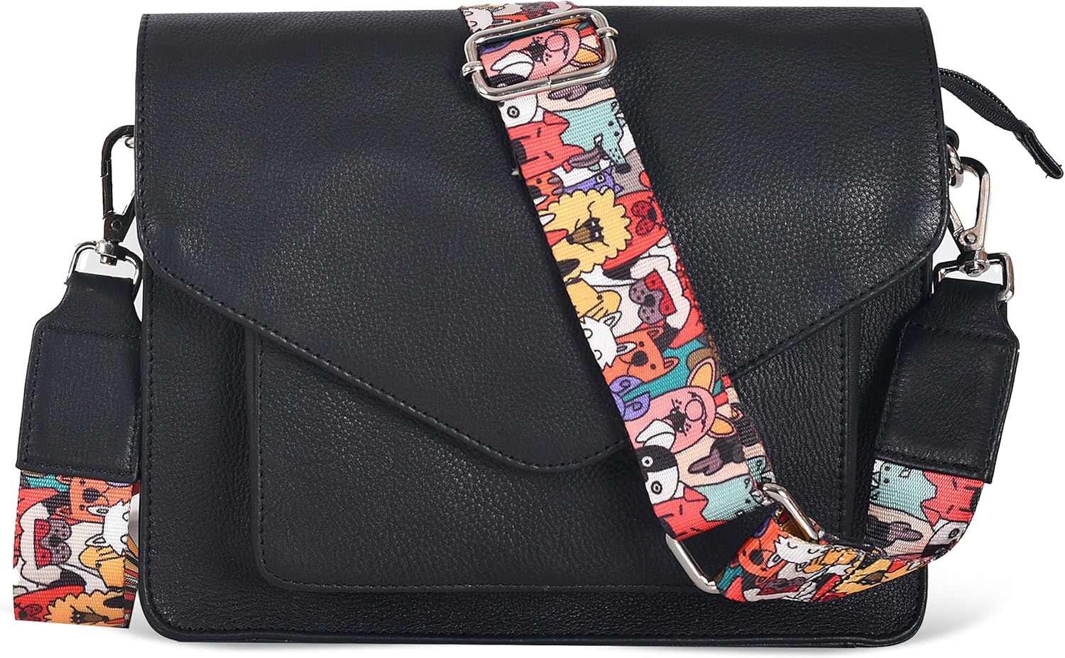 Genuine Leather Crossbody Handbag with Adjustable Strap for Women