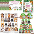 63 Pcs Safari Jungle Party Favors Set - Adoptable Mini Plush Gifts