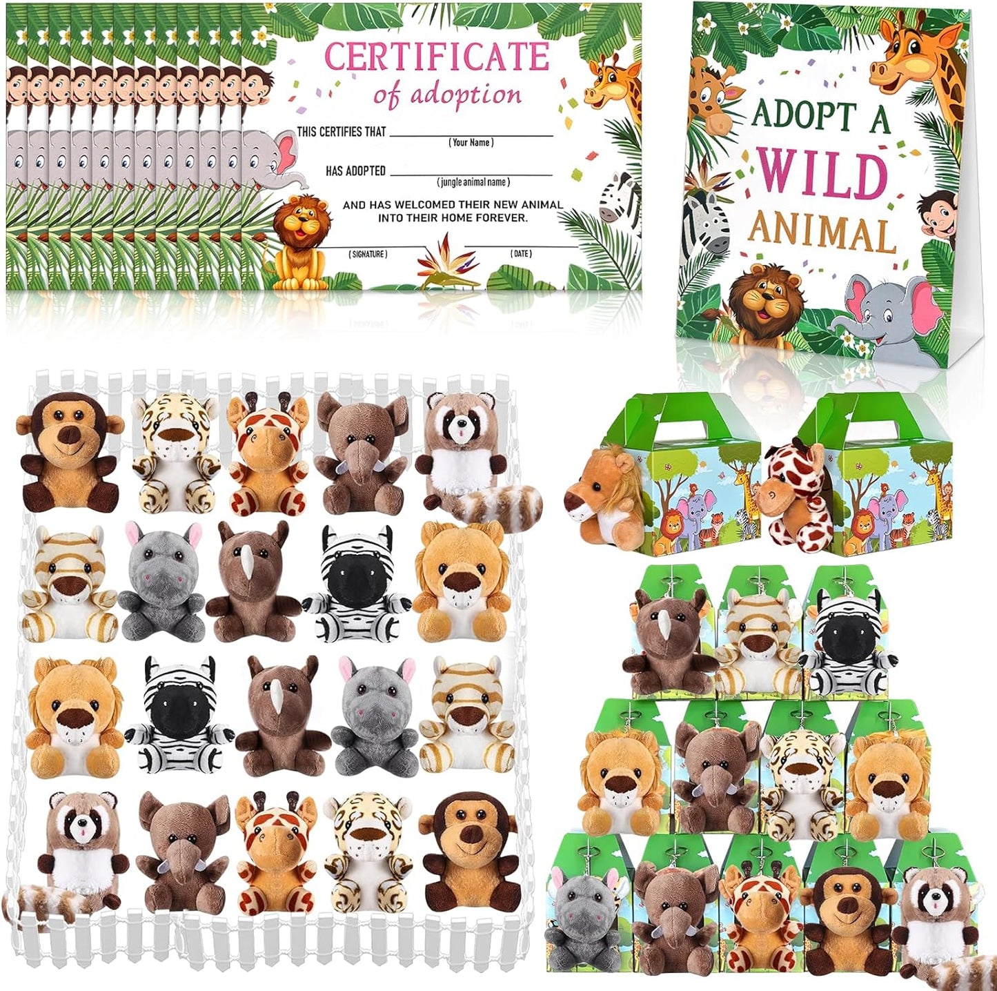 63 Pcs Safari Jungle Party Favors for Animal Lovers and Kids