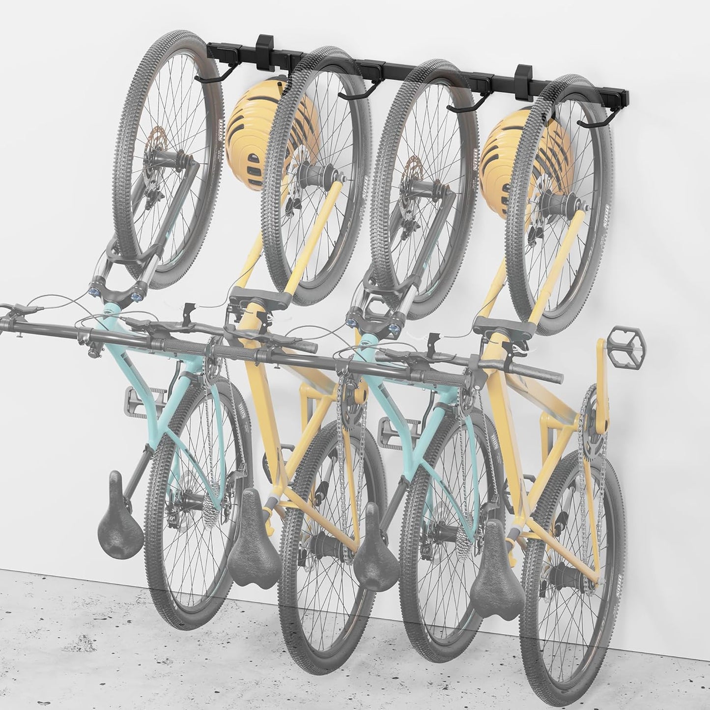 monTEK Enhanced Bike Storage Rack for 4 Bikes and 2 Helmets
