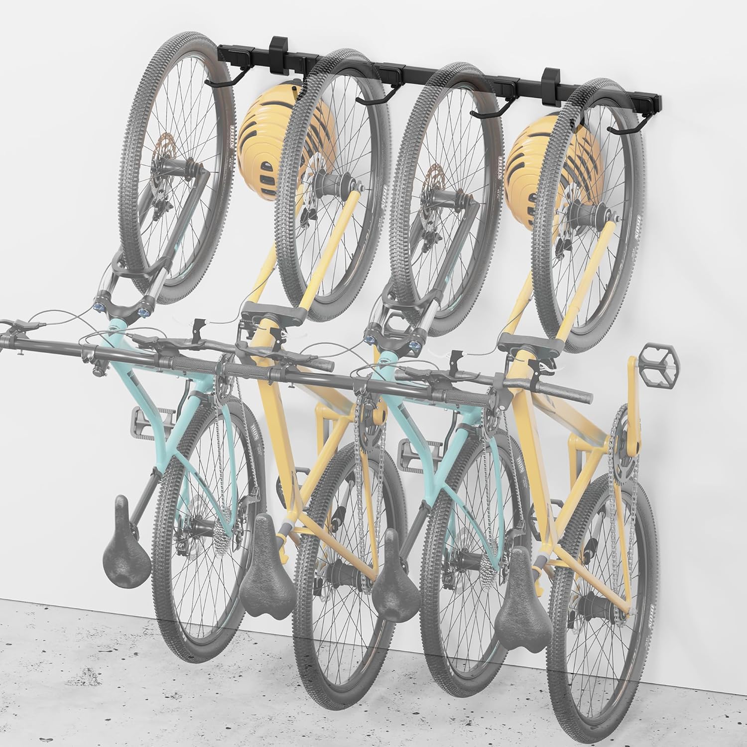 monTEK Enhanced Bike Storage Rack for 4 Bikes and 2 Helmets