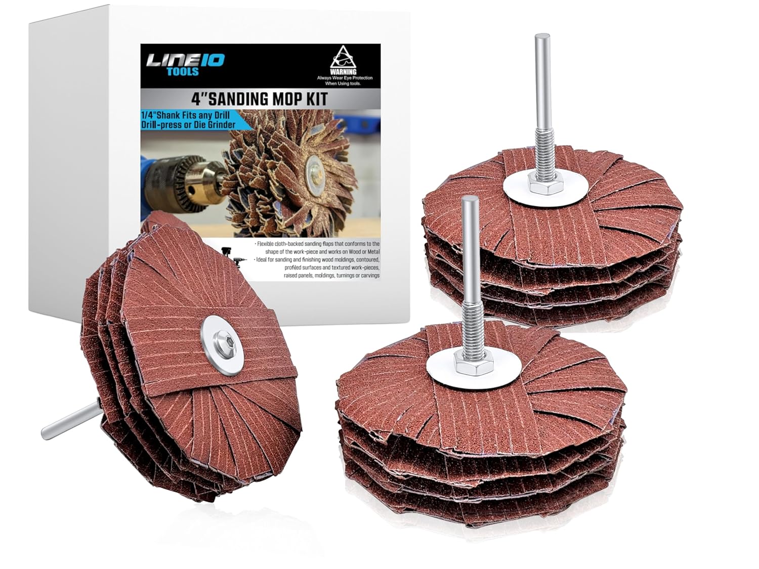 4-Inch Sanding Mop Kit for Woodworking and Metal Finishing