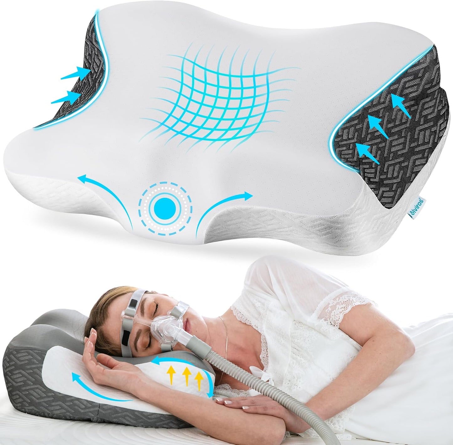 Elviros Cervical Neck Pillow for Pain Relief and Comfort