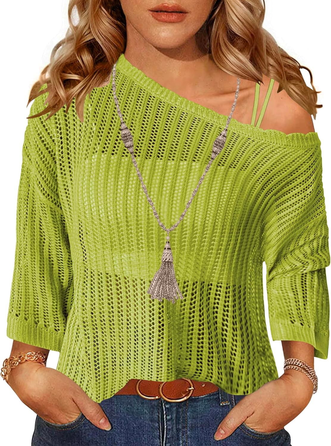 Trendy Crochet Hollow Out Off The Shoulder Knit Tops for Women