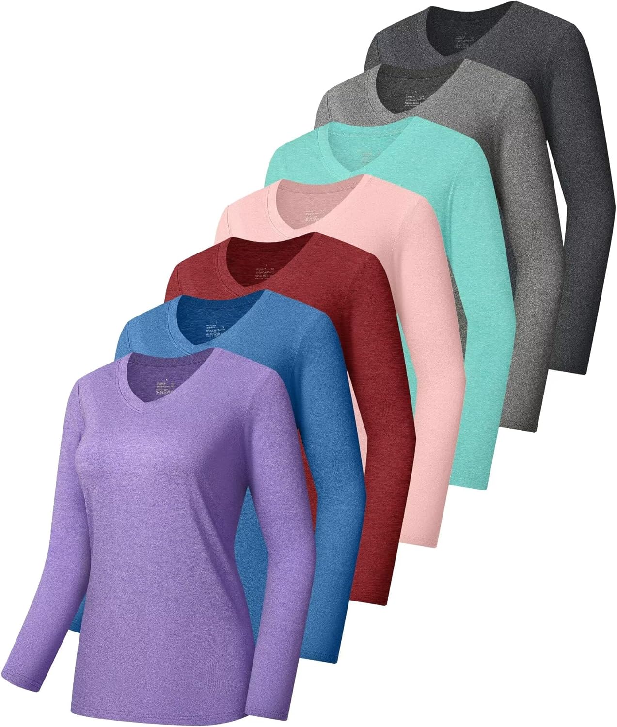 7 Pack Womens Long Sleeve Athletic Shirts with UV Protection