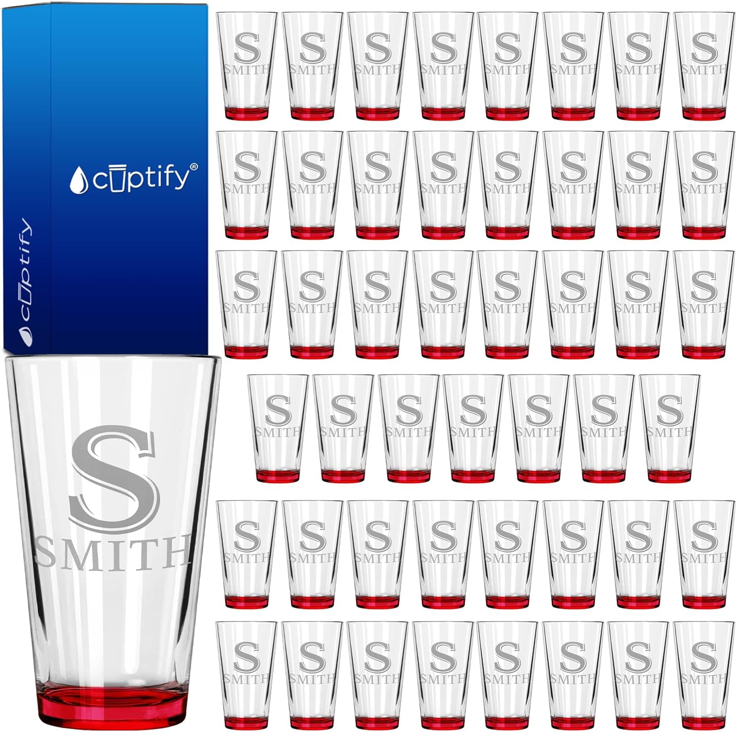 Personalized Beer Glasses Set of 48 Engraved 16oz Pint Glasses