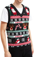 Men's Holiday Reindeer Snowman Santa Snowflakes Sweater - Acrylic