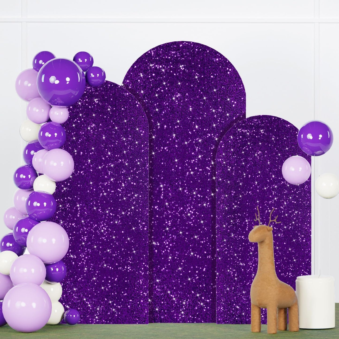 Set of 3 Purple Sequin Arch Covers for Elegant Wedding Decor