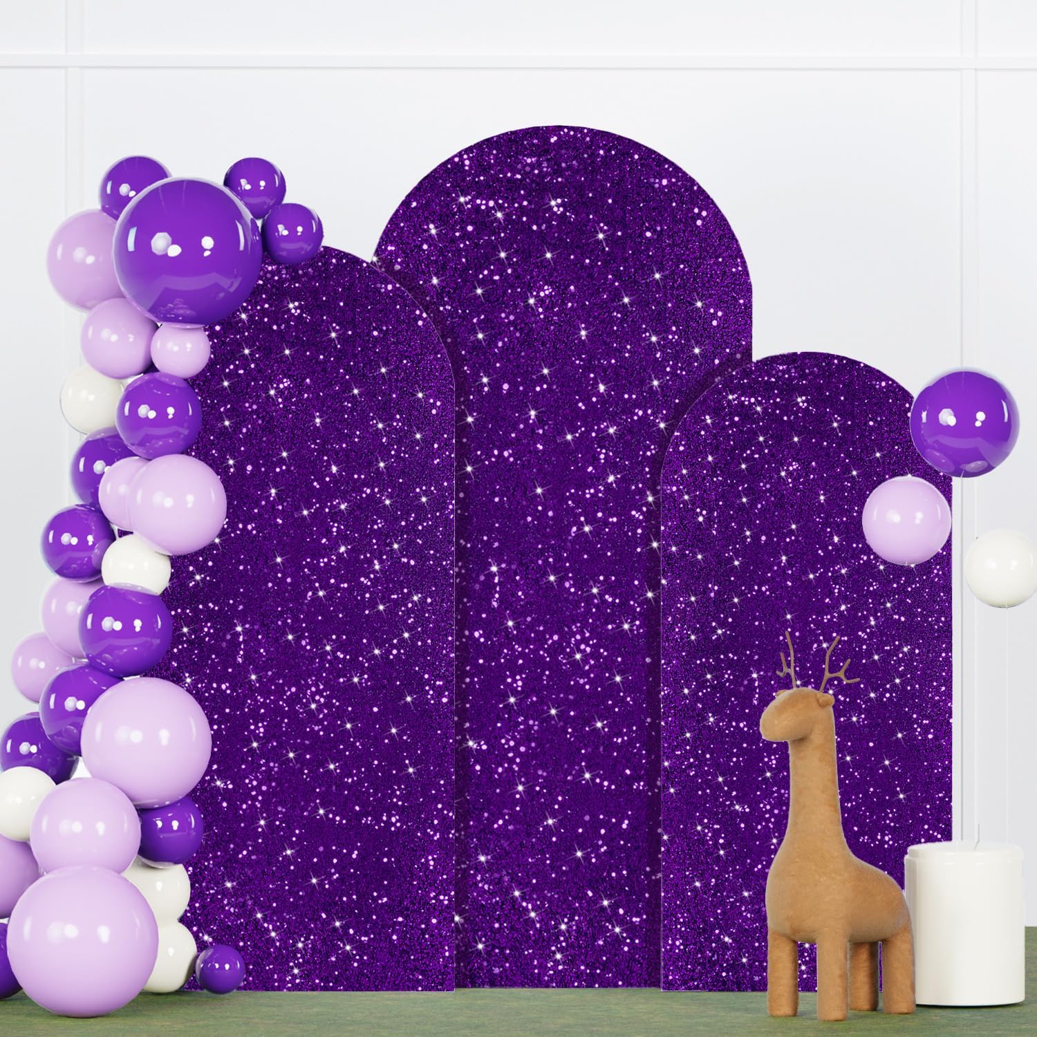 Set of 3 Purple Sequin Arch Covers for Elegant Wedding Decor