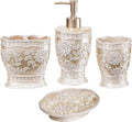 Rose Vine 4pc Bathroom Accessories Set - Beige Resin Vanity Set