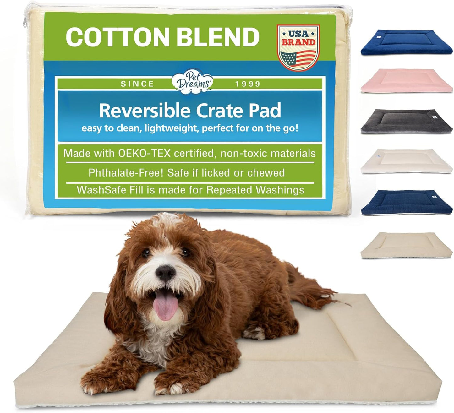 Pet Dreams Dog Crate Pad - Washable Kennel Mat for Comfort