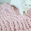 Chenille Chunky Knit Blanket Throw - Soft Handmade Cozy Throw